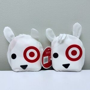 New! Set of 2 Target Bullseye Dog Foldable Reusable Pocket Shoulder Bags